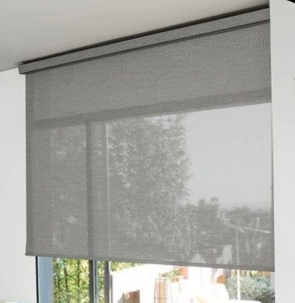 Grey Sunscreen Blind installed on the ceiling