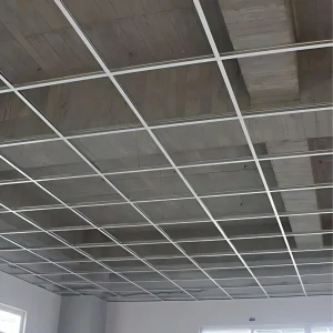 Gypsum Tile Ceiling suspension frame installed where tiles remain to be install